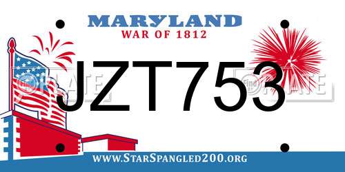 JZT753 Maryland License Plate