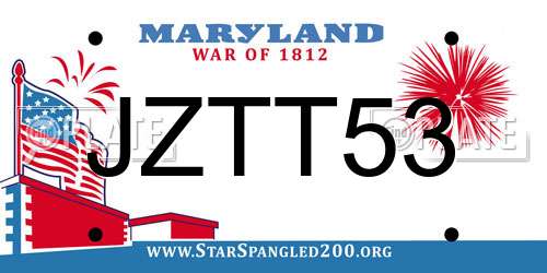 JZTT53 Maryland License Plate