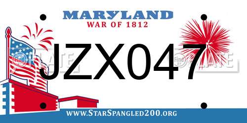JZX047 Maryland License Plate