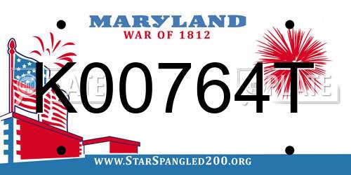 K00764T Maryland License Plate