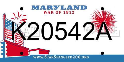 K20542A Maryland License Plate