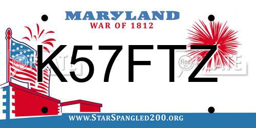 K57FTZ Maryland License Plate