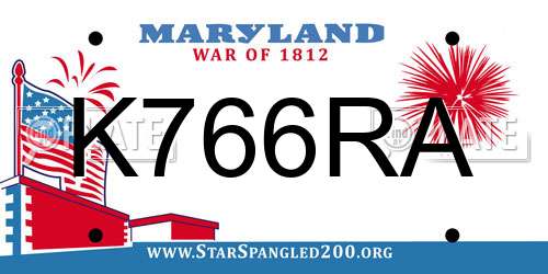 K766RA Maryland License Plate