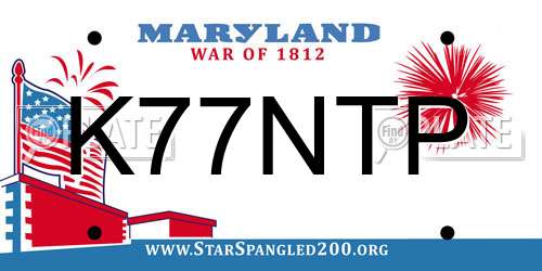 K77NTP Maryland License Plate