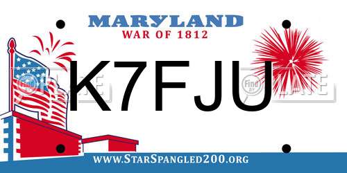 K7FJU Maryland License Plate