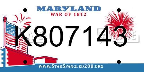 K807143 Maryland License Plate