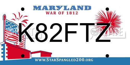 K82FTZ Maryland License Plate