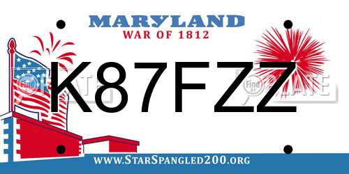 K87FZZ Maryland License Plate