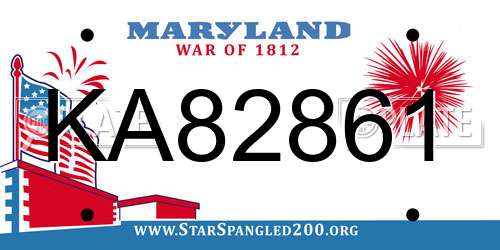 KA82861 Maryland License Plate