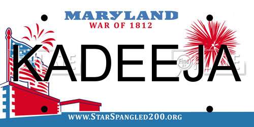 KADEEJA Maryland License Plate