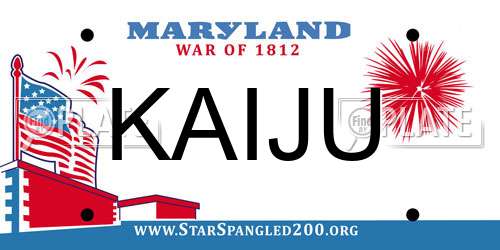 KAIJU Maryland License Plate