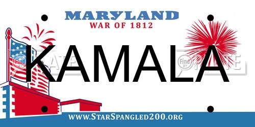 KAMALA Maryland License Plate