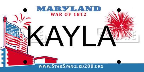 KAYLA Maryland License Plate