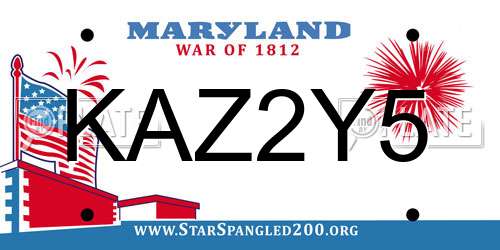 KAZ2Y5 Maryland License Plate