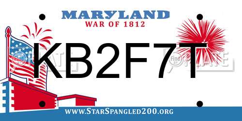 KB2F7T Maryland License Plate