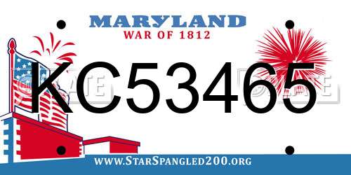 KC53465 Maryland License Plate