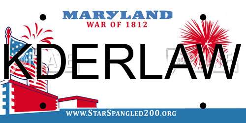 KDERLAW Maryland License Plate