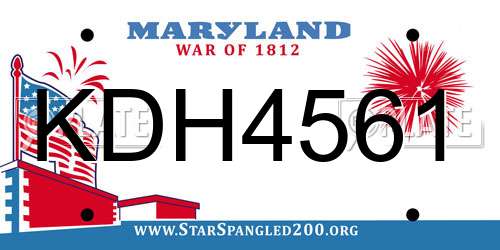 KDH4561 Maryland License Plate