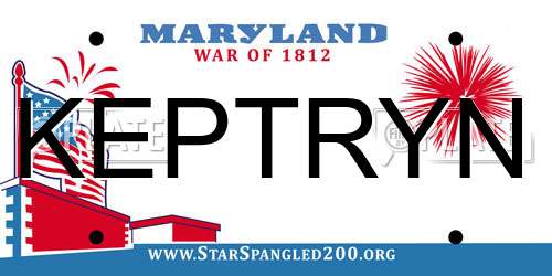 KEPTRYN Maryland License Plate
