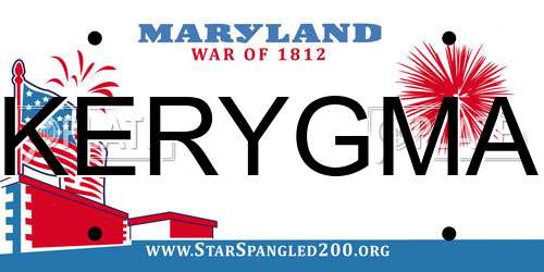 KERYGMA Maryland License Plate