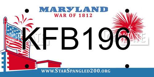 KFB196 Maryland License Plate