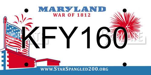 KFY160 Maryland License Plate