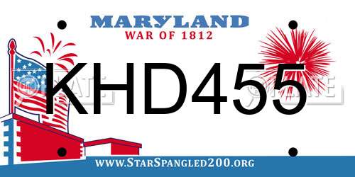 KHD455 Maryland License Plate