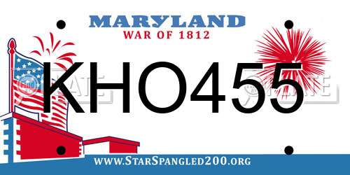 KHO455 Maryland License Plate