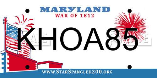 KHOA85 Maryland License Plate