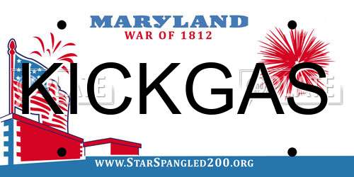 KICKGAS Maryland License Plate