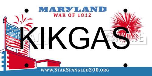 KIKGAS Maryland License Plate