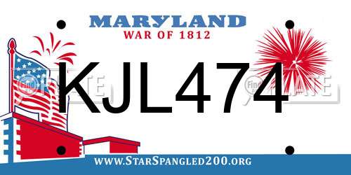 KJL474 Maryland License Plate