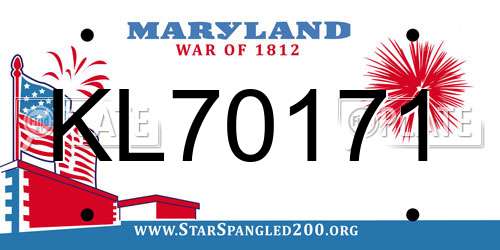 KL70171 Maryland License Plate