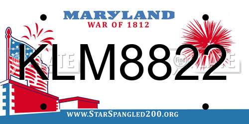 KLM8822 Maryland License Plate