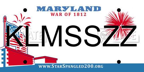 KLMSSZZ Maryland License Plate