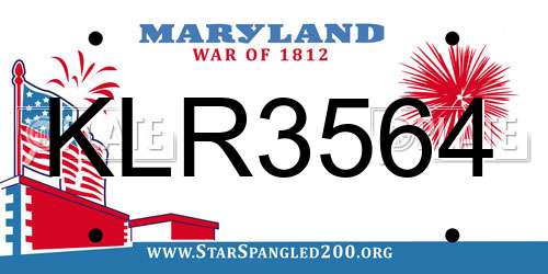 KLR3564 Maryland License Plate