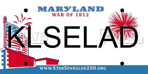 KLSELAD Maryland License Plate