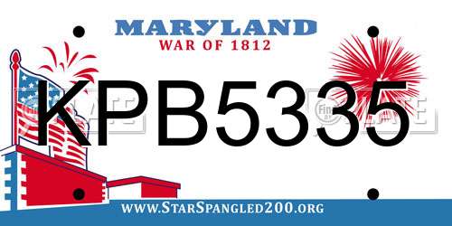 KPB5335 Maryland License Plate