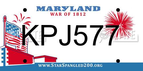 KPJ577 Maryland License Plate