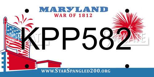 KPP582 Maryland License Plate