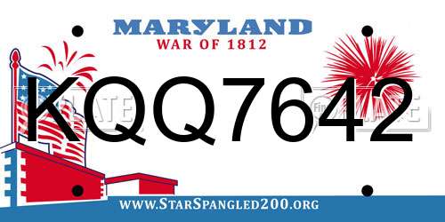 KQQ7642 Maryland License Plate