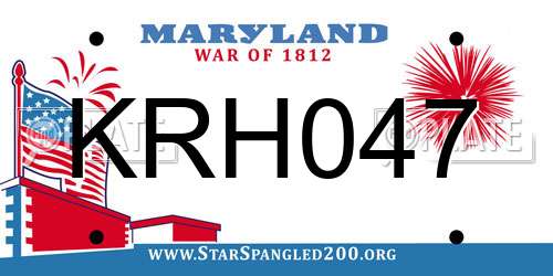 KRH047 Maryland License Plate