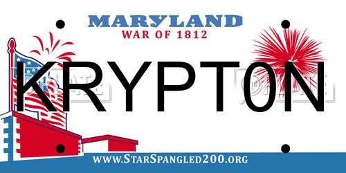 KRYPT0N Maryland License Plate