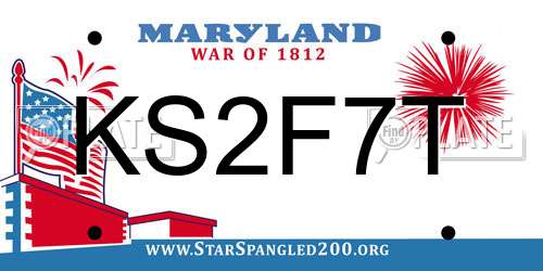 KS2F7T Maryland License Plate