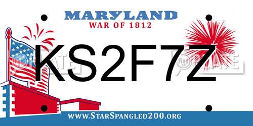 KS2F7Z Maryland License Plate
