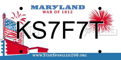 KS7F7T Maryland License Plate