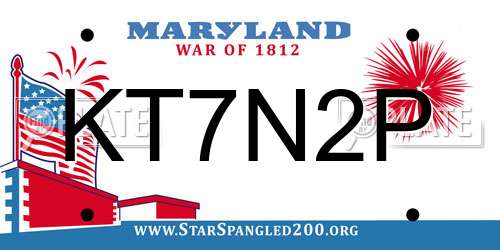 KT7N2P Maryland License Plate