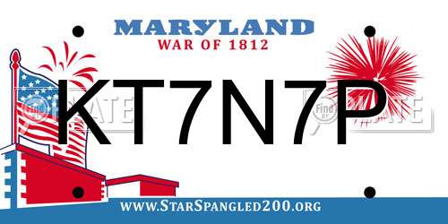 KT7N7P Maryland License Plate