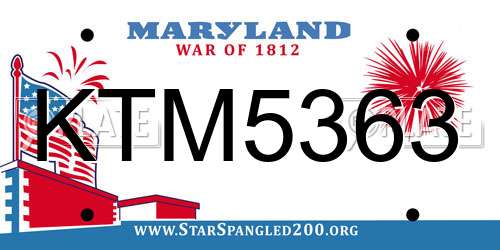 KTM5363 Maryland License Plate