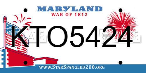 KTO5424 Maryland License Plate